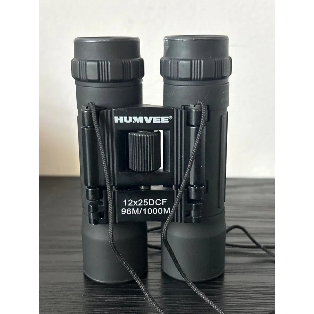 Humvee 12x25 Compact Binoculars w/Case Ruby Red Lenses Concerts Sports Birds